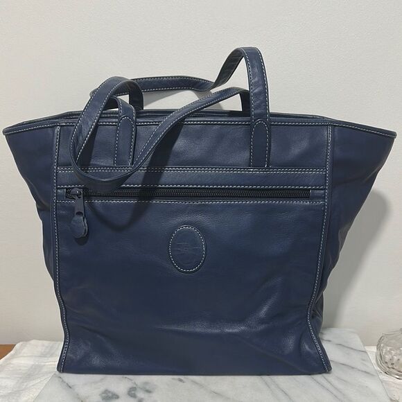 Elegant Navy Blue Tote Bag leather zip closure with CD logo - Picture 1 of 12